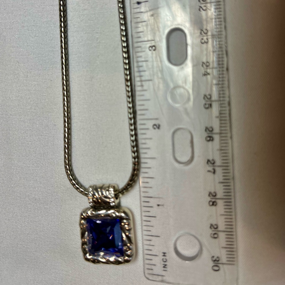Elegant Brighton Silver Necklace with purple Pendant
